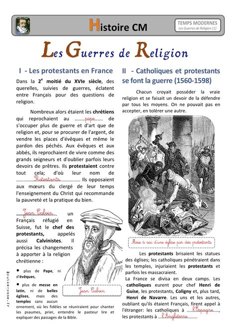 Histoire Des Guerres De Religion En France Aperçu Historique