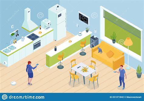 Smart Home Isometric Interior Stock Vector Illustration Of Appliance