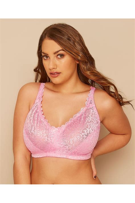 Bubblegum Pink Hi Shine Lace Non Wire Bra Yours Clothing