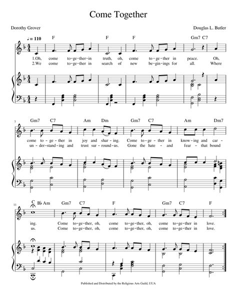 Come Together Sheet Music For Piano Vocals Piano Voice