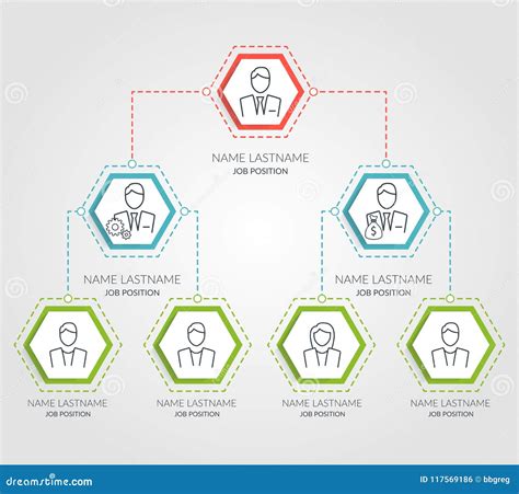 Business Hierarchy Hexagon Chart Infographics Corporate Organizational