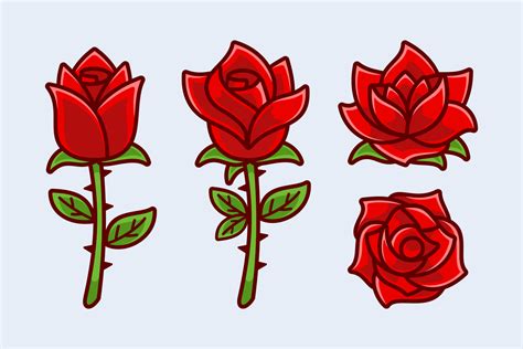 Collection Of Cartoon Bloom Rose Flower Gr Fico Por Rexcanor Creative Fabrica