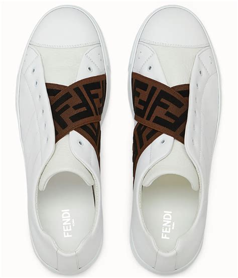 Double Crossed Fendi White Leather Slip On Sneakers Shoeography