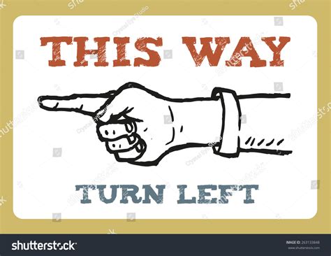 This Way Turn Left Hand Sketched Stock Vector Royalty Free 263133848