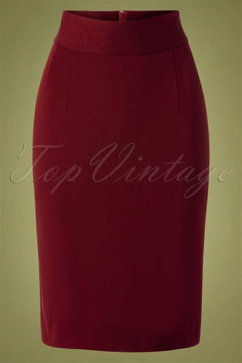 50s Classic Pencil Skirt In Wine