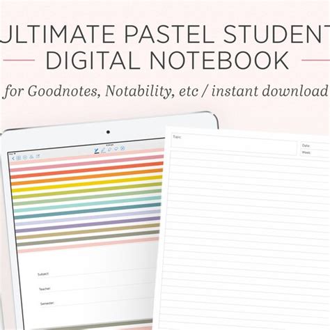 Digital Student Notebook Student Planner Organiser Subject Etsy