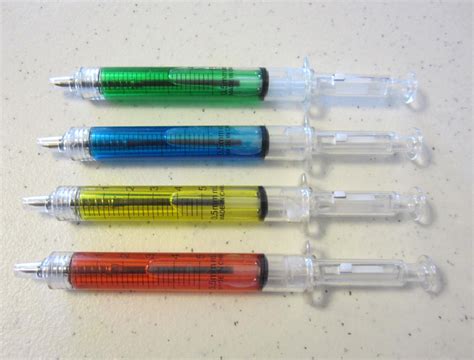 25 Syringe Needle Shape Ink Pens Doctor Nurse Dentist Gag T Shot