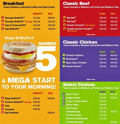 See all mcdonald's prices, including the mcdonalds breakfast menu, mcpick value menu, plus happy meal prices, all on one page. McDonald's Menu, Menu for McDonald's, Sunnyside, Pretoria ...