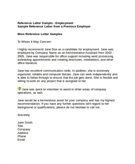 sample employment reference letter  documents   word