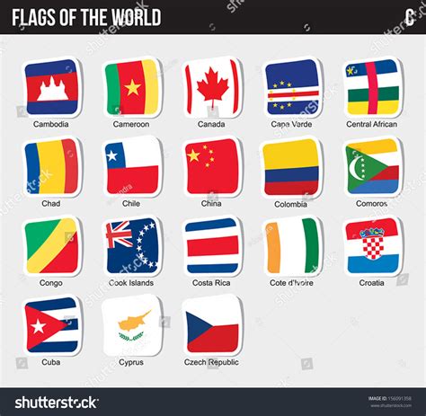 Vector Set Flags World Sorted Alphabetically Stock Vector Royalty Free