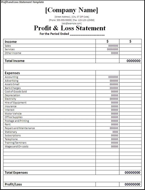 Simple Financial Statement Template —