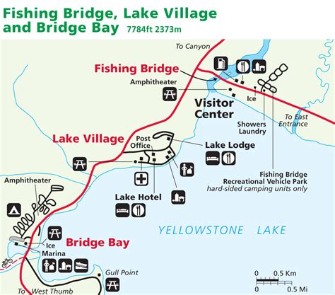 Yellowstone Maps Lake Village Fishing Bridge Bridge Bay Alltrips