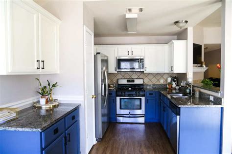 They're durable, functional and elegant. Our DIY Blue & White Kitchen Cabinets - Love & Renovations