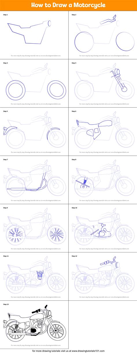 How To Draw A Motorcycle For Kids Printable Step By Step Drawing Sheet