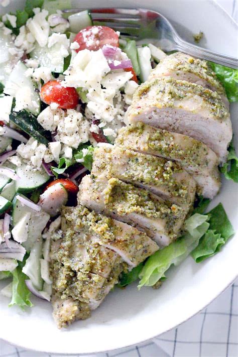 So this is the step that causes some squabbles amongst chicken lovers — how long to bake chicken breasts? Two Ingredient Pesto Baked Chicken Breasts