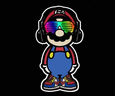 Trippy Mario Cartoon Coloring Pages Sticker Bomb Headphones Art