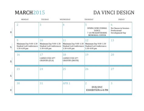 March At A Glance Da Vinci Design