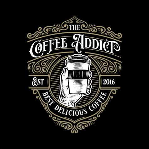 Premium Vector Coffee Addict Vintage Retro Logo Template With Elegant