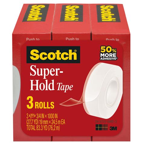 Scotch Super Hold Tape Refill Clear 19 Mm X 245 M 3pk Grand And Toy