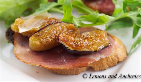 Grilled Fig And Prosciutto Bruschetta With Arugula Lemons Anchovies