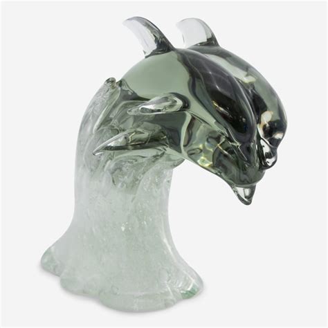 Murano Glass Sculpture Of Dolphins Dancing On Waves The Silver Fund