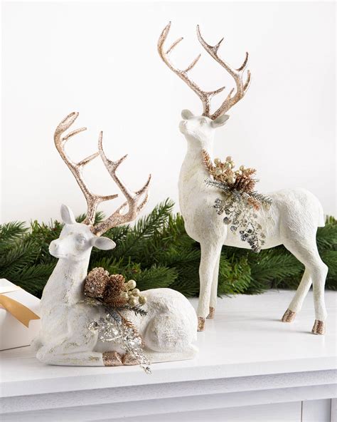 Winter Frost Tabletop Deer Christmas Decorations Balsam Hill