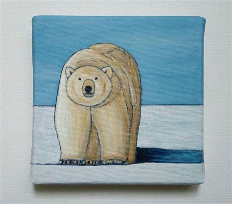 Polar Bear Painting Polar Bear Art Animal Painting White Etsy Polar
