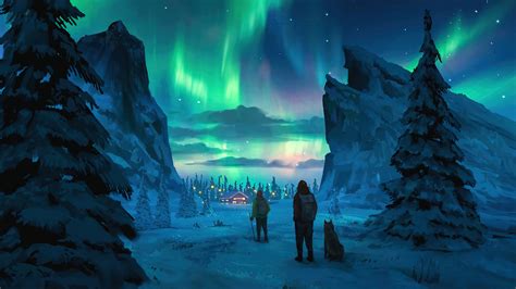 395884 Wallpaper Aurora Borealis Northern Lights Mountain Scenery