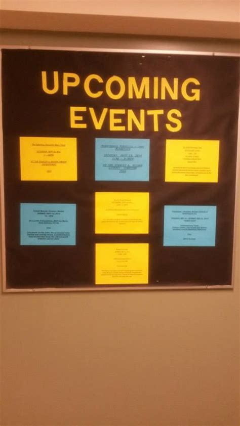 A Bulletin Board With Yellow And Blue Sticky Notes On It That Says