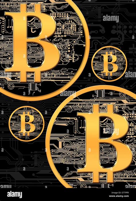 Bitcoin Logo On Circuit Board Design Computer Artwork Stock Photo
