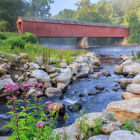 West Cornwall Covered Bridge Square By Bill Wakeley Covered Bridges