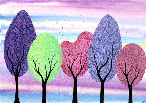 Spring Trees Original Watercolor Painting Etsy