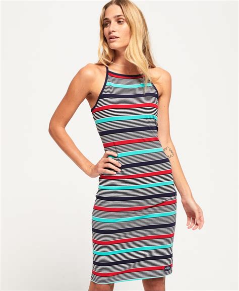 Womens Strappy Stripe Midi Dress In Pacific Multi Stripe Superdry