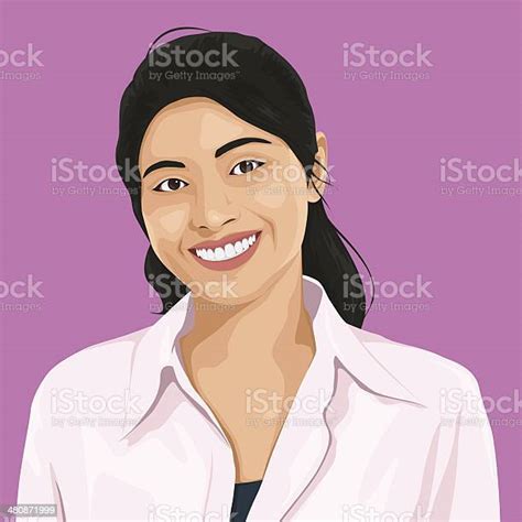 Vector Of Happy Lady Portrait Stock Illustration Download Image Now