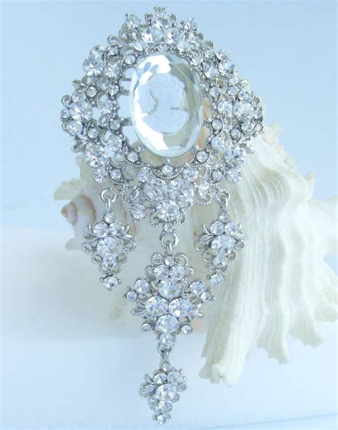 Wedding Bouquet Bridal Teardrop Brooch Pin Clear Rhinestone Crystals