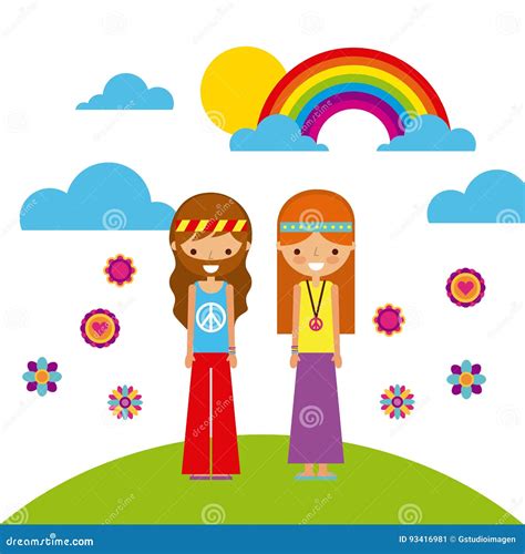 Hippies Scenery Cartoon Stock Vector Illustration Of Beautiful 93416981