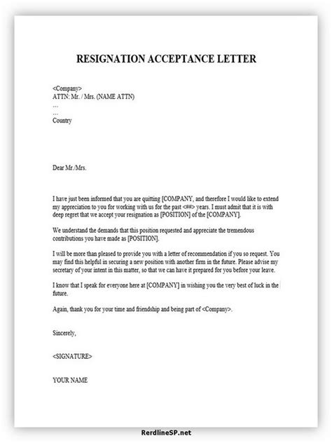 12 Acceptance Of Resignation Letter Templates In Word 3ea