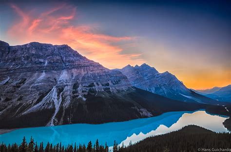 Peyto Lake Banff National Park Alberta Mountains Colors Sunset