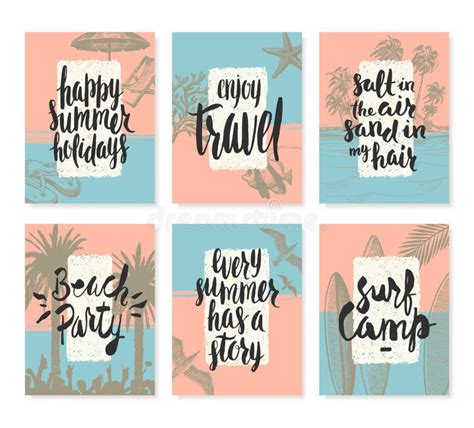 set of summer holidays and tropical vacation posters or greeting card stock vector