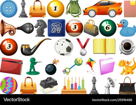 Large Set Different Objects Royalty Free Vector Image