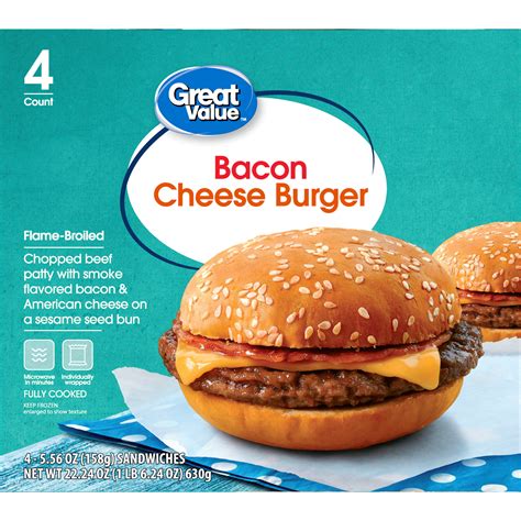 Great Value Bacon Cheeseburger Sandwiches 4 Count Frozen