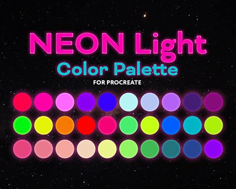 Neon Color Palette Futuristic Light Color Procreate Palette Etsy