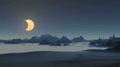 Moon Phases On Night Landscape Video Animation Hd 1920x1080 Stock