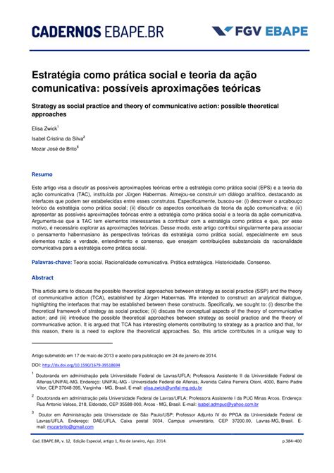 pdf estratégia como prática social e teoria da ação comunicativa possíveis aproximações teóricas