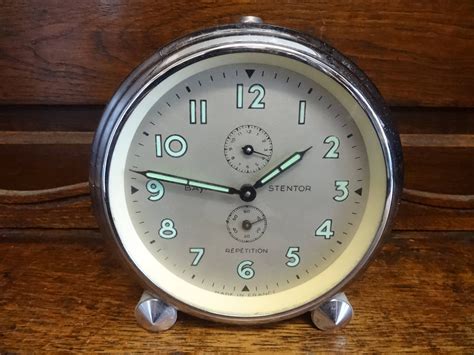 Vintage Bayard Stentor Repetition Wind Up Bedside Alarm Clock Luminous