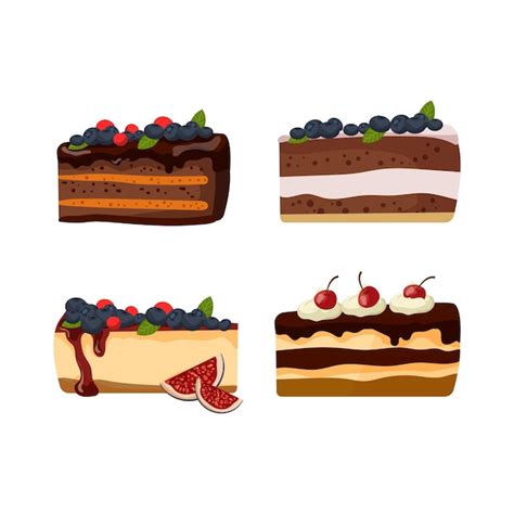 Premium Vector Colorful Illustrations Of Cakes