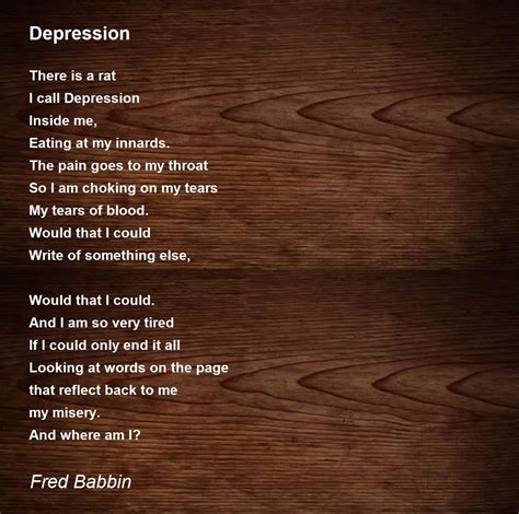 Depression Poem By Fred Babbin Poem Hunter