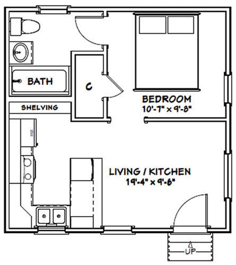 X Tiny House Bedroom Bath Sq Ft Pdf Floor Plan Instant