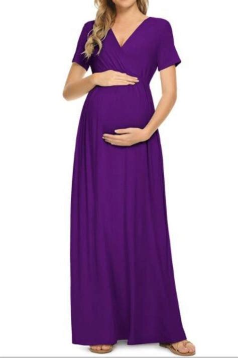 Summer Women Pregnant Maternity Nursing Solid Dress Pregnancy V Collar Short Sleeve Nursing Tops