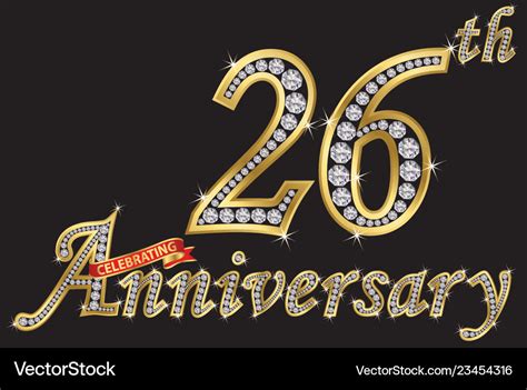 Celebrating 26th Anniversary Golden Sign With Vector Image